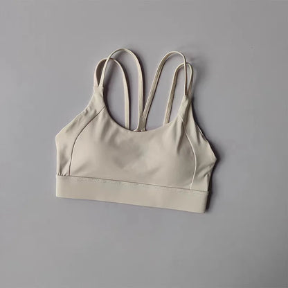 Women's High Support Sports Bra Integrated Fixed Shockproof Fitness Bra Running Yoga Workout Slim Back Yoga Tank Top Activewear