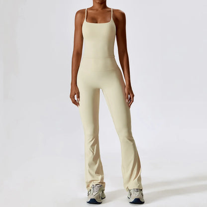 Conjuntos de dos piezas Naked Feeling para mujer, top corto acolchado, pantalones acampanados con efecto push-up, chándal de yoga, conjunto de gimnasio y ropa deportiva para mujer
