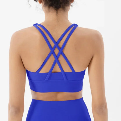 Sujetador deportivo de fitness para mujer, push-up, sin aros, acolchado, con tiras cruzadas, para correr, gimnasio, entrenamiento, yoga, top corto de ropa interior