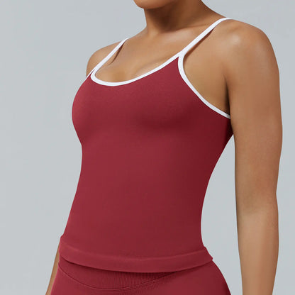 Women's Seamless Backless Color Block Slim Fit Yoga Tank Top, Workout Activewear for Gym Fitness Sports Daily Wear