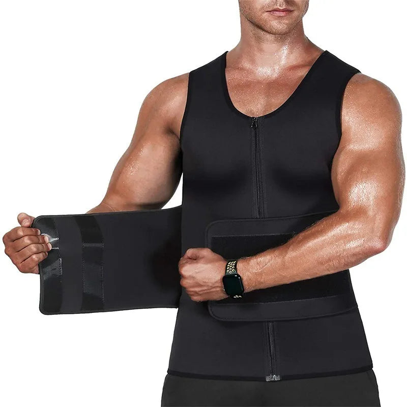 Chaleco Adelgazante de Neopreno para Hombre - Entrenador de Cintura de Alta Intensidad con Soporte Abdominal para Gimnasio y Modelado Corporal