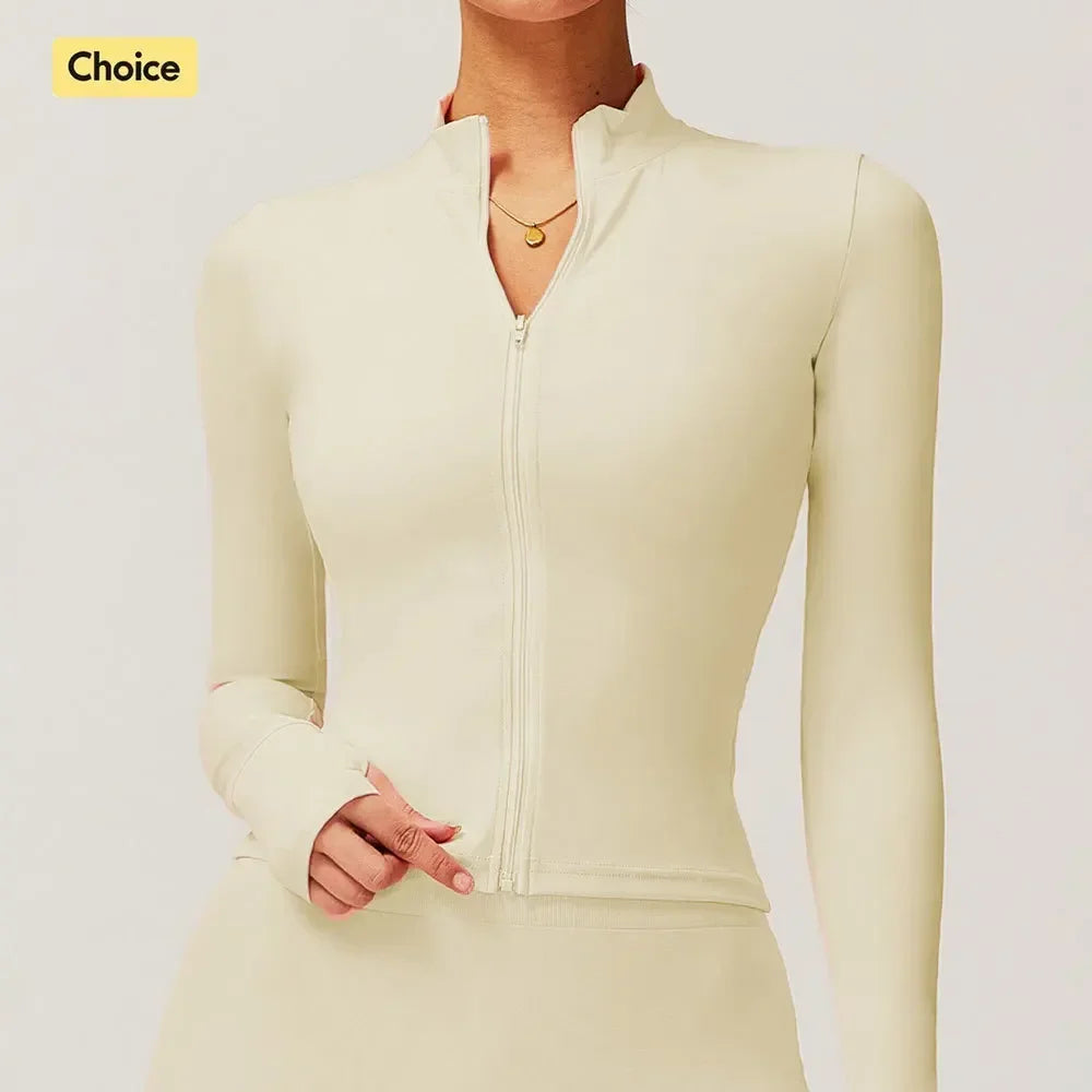 Chaqueta de gimnasio con bolsillos con cremallera, ropa deportiva duradera, ligera para mujer, chaqueta de running transpirable, abrigo de gimnasio para entrenamiento