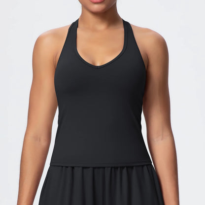 Women's Yoga Vest - Solid Color Slim-Fit Sports Top with Thin Shoulder Straps, Gym, Running, Pilates & Workout Athletic Tank Top