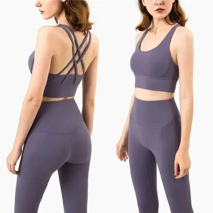 Women's Naked Feeling Sports Bra and Leggings Set - 2 Piece Gym Outfit for Yoga, Fitness, Workout Female Workout Clothing