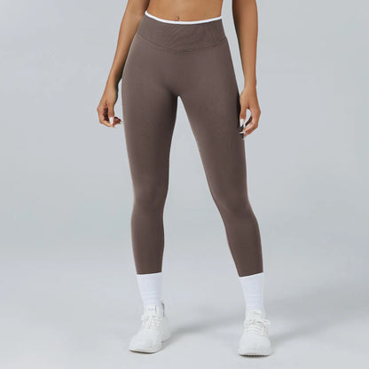 Pantalones ceñidos de punto sin costuras de talle alto con realce de cadera, leggings elásticos para yoga, correr, gimnasio al aire libre, mallas de ejercicio