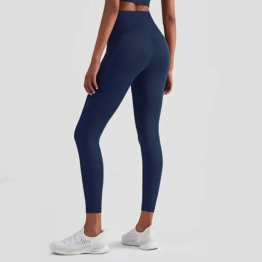 Pantalones de yoga de licra, leggings de gimnasio para mujer, mallas suaves de fitness, cintura alta elástica, transpirables, sin línea en T, pantalones deportivos