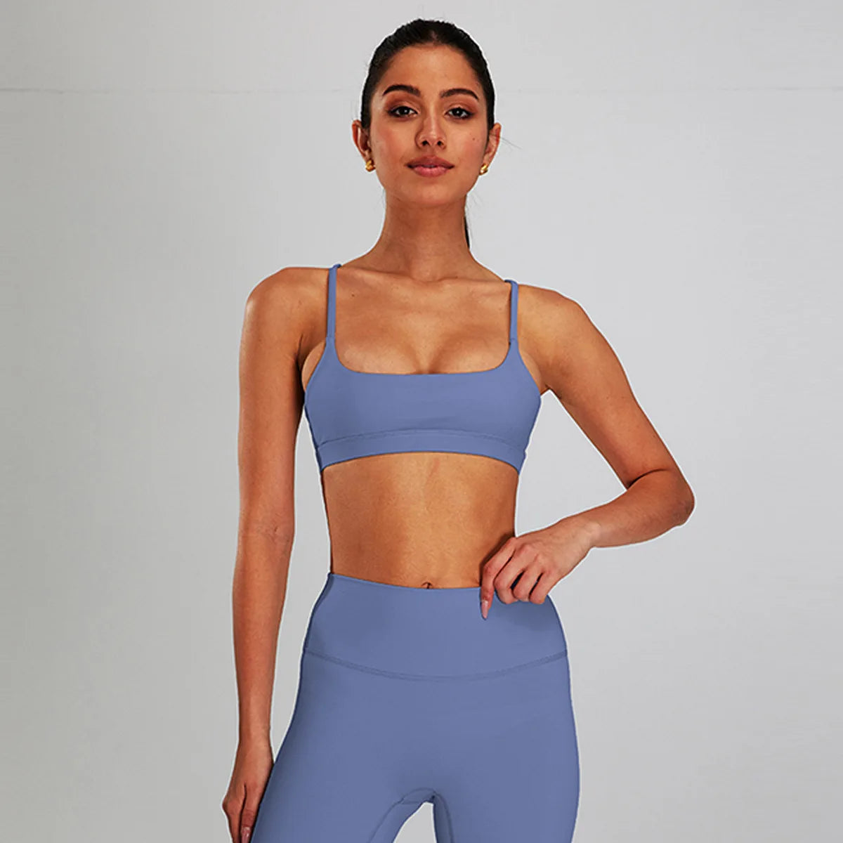 Conjunto de sujetador deportivo y leggings de yoga de cintura alta para exteriores - Pantalones cortos de gimnasio de control de abdomen para mujer, ropa de entrenamiento, fitness, correr