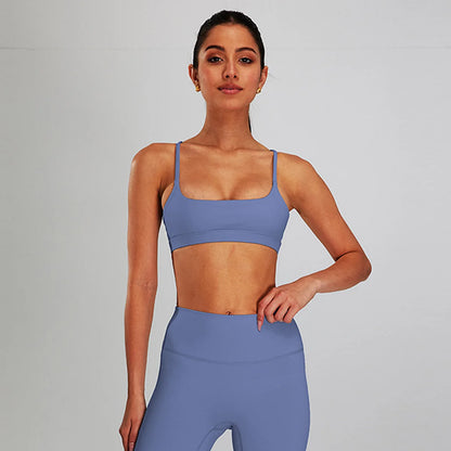 Conjunto de sujetador deportivo y leggings de yoga de cintura alta para exteriores - Pantalones cortos de gimnasio de control de abdomen para mujer, ropa de entrenamiento, fitness, correr
