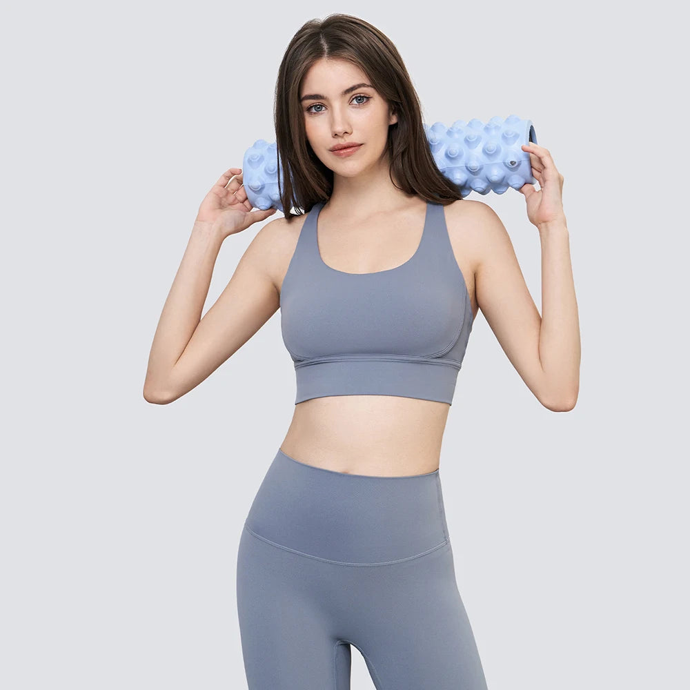 2025 NULS Women's Nude-Feel Crossback Sports Bra – Shock-Absorbing Yoga Vest – Fitness Top for Yoga & Active Workouts