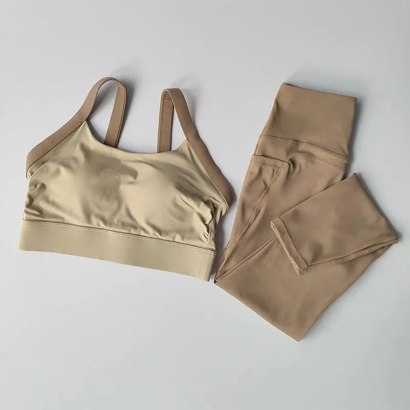 Women's Yoga Suit 2pcs Gym Workout Set Sport Clothing for Women Activewear, Training Exercise Outfit Two-Piece Tracksuit Fitness