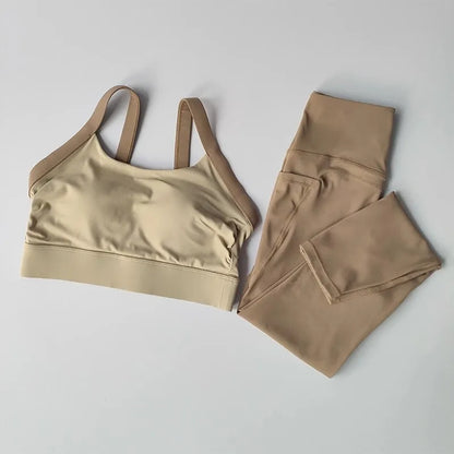Women's Yoga Suit 2pcs Gym Workout Set Sport Clothing for Women Activewear, Training Exercise Outfit Two-Piece Tracksuit Fitness