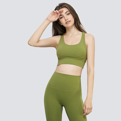 2025 NULS Women's Nude-Feel Crossback Sports Bra – Shock-Absorbing Yoga Vest – Fitness Top for Yoga & Active Workouts
