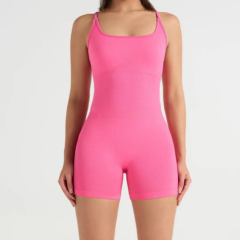 Mono deportivo sin costuras para mujer, con tirantes, traje de yoga para gimnasio, entrenamiento, ropa deportiva, uso al aire libre, ropa activa para entrenamiento, correr