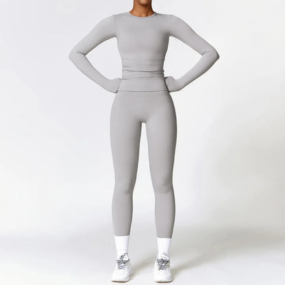 Women's Tight Yoga Tracksuit Workout Activewear 2 Piece Set for Winter Outdoor Running Athletic Sports Suit for Women