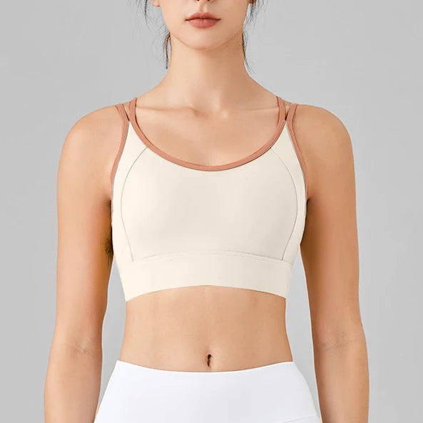 Women's High Support Sports Bra Integrated Fixed Shockproof Fitness Bra Running Yoga Workout Slim Back Yoga Tank Top Activewear