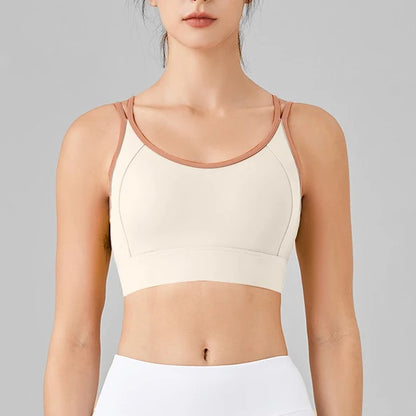Women's High Support Sports Bra Integrated Fixed Shockproof Fitness Bra Running Yoga Workout Slim Back Yoga Tank Top Activewear