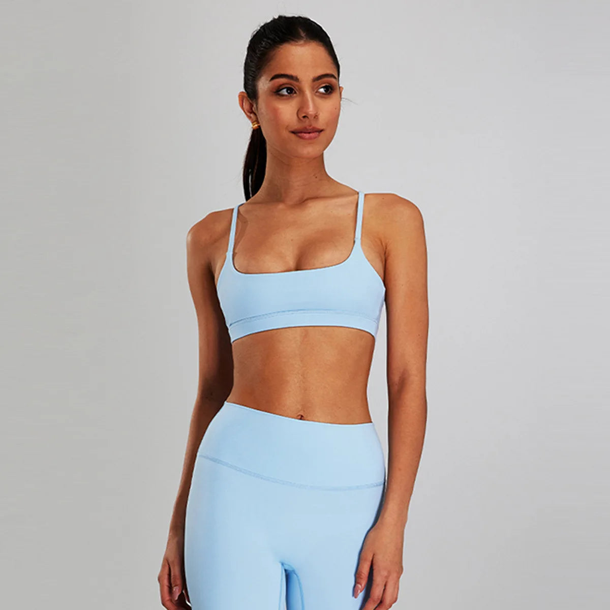 Conjunto de sujetador deportivo y leggings de yoga de cintura alta para exteriores - Pantalones cortos de gimnasio de control de abdomen para mujer, ropa de entrenamiento, fitness, correr