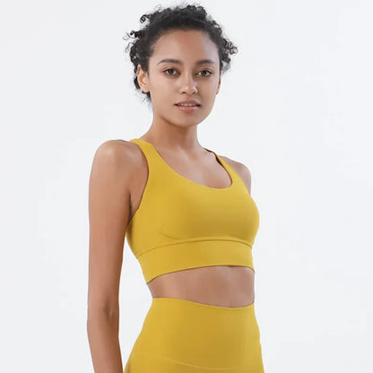 Sujetador deportivo de fitness para mujer, push-up, sin aros, acolchado, con tiras cruzadas, para correr, gimnasio, entrenamiento, yoga, top corto de ropa interior