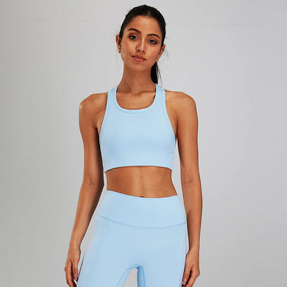 Conjunto de sujetador deportivo y leggings de yoga de cintura alta para exteriores - Pantalones cortos de gimnasio de control de abdomen para mujer, ropa de entrenamiento, fitness, correr