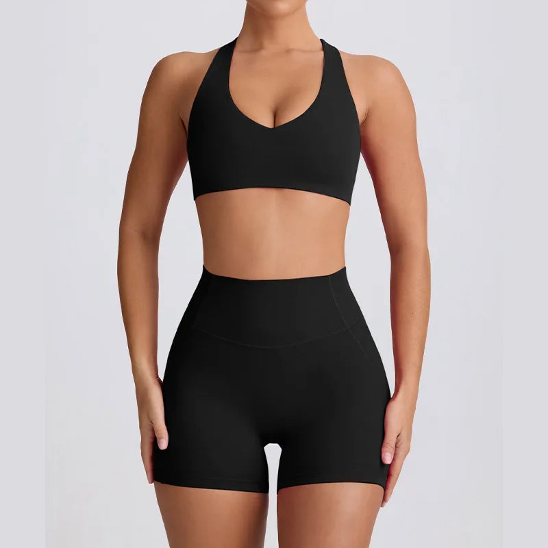 Women's Seamless Yoga Outfit Set Sports Bra Camisole Pants for Outdoor Fitness Gym Workout High Waist Tummy Control Active Women