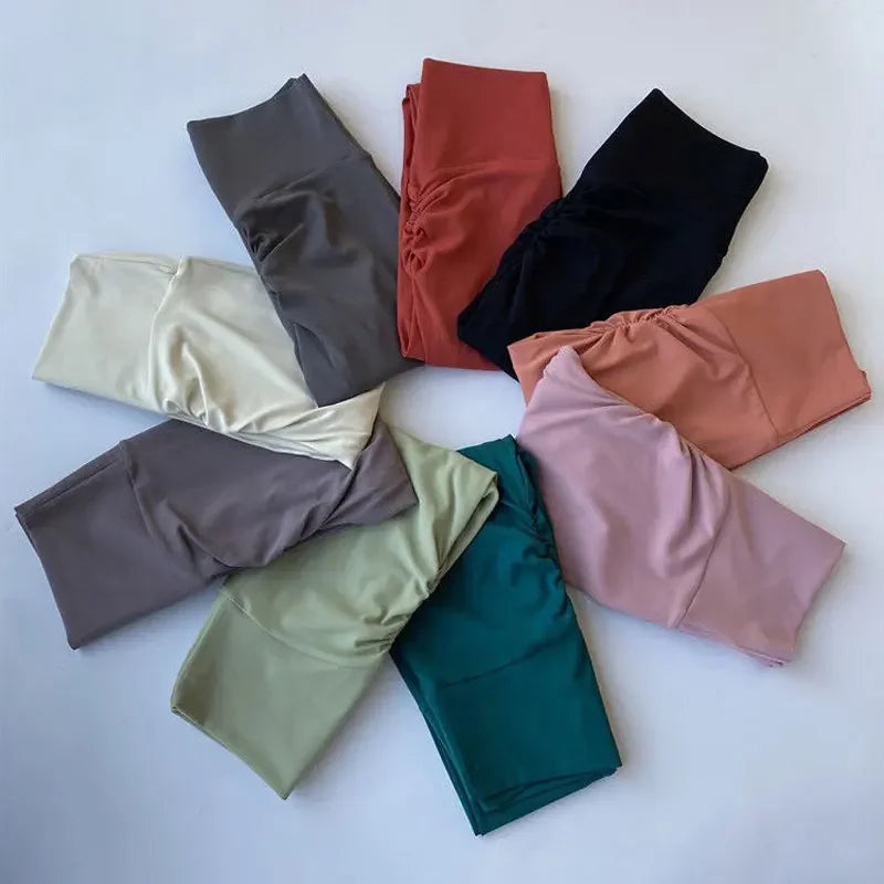 Pantalones de yoga para mujer de cintura baja, mallas para mujer, leggings rojos de fitness que realzan, leggings para mujer, leggings con efecto fruncido en el trasero