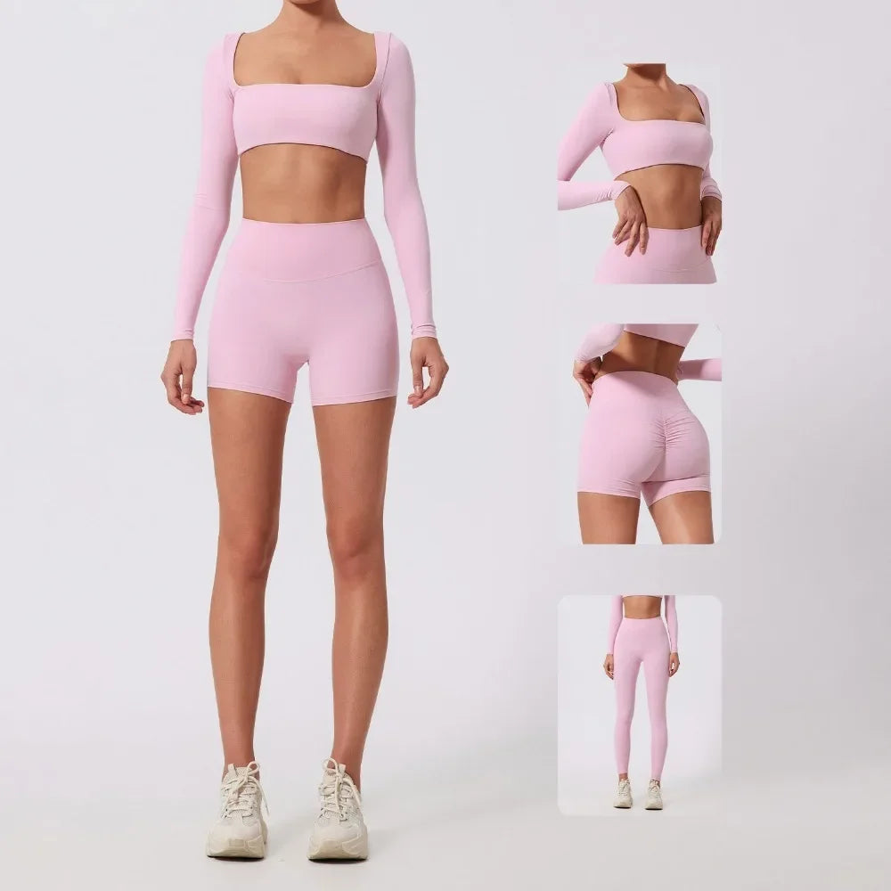 Conjunto de 2 piezas de yoga y running cepillado para mujer, sujetador deportivo y leggings para gimnasio, fitness al aire libre, traje de entrenamiento elástico y transpirable