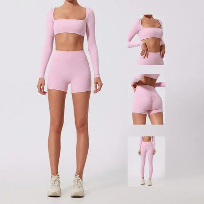 Conjunto de 2 piezas de yoga y running cepillado para mujer, sujetador deportivo y leggings para gimnasio, fitness al aire libre, traje de entrenamiento elástico y transpirable