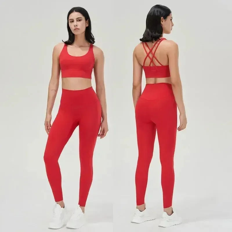 Women's Naked Feeling Sports Bra and Leggings Set - 2 Piece Gym Outfit for Yoga, Fitness, Workout Female Workout Clothing