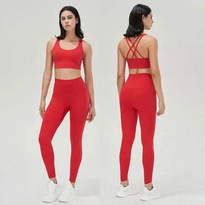 Women's Naked Feeling Sports Bra and Leggings Set - 2 Piece Gym Outfit for Yoga, Fitness, Workout Female Workout Clothing