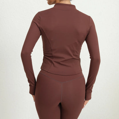 Women's Tracksuit Jacket Slim Fit Long Sleeved Fitness Coat Yoga Crop Tops With Thumb Holes Gym Jacket Workout Sweatshirts