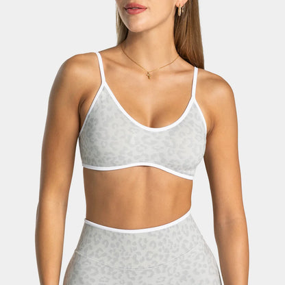 Women's Leopard Print High-Impact Sports Bra Top for Outdoor Running Gym Workout Fitness Active Wear Shock Absorption