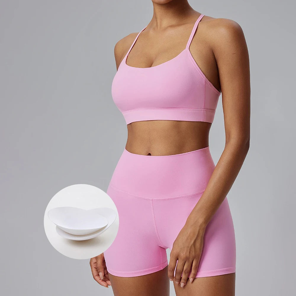 2025 Women's 2-Piece Yoga Set – High Elastic Sports Bra & Thigh High Shorts – Premium Activewear for Yoga, Pilates & Fitness