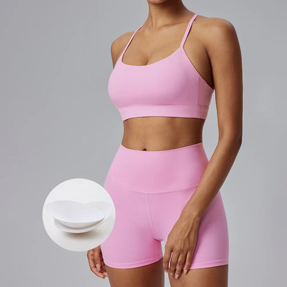 2025 Women's 2-Piece Yoga Set – High Elastic Sports Bra & Thigh High Shorts – Premium Activewear for Yoga, Pilates & Fitness