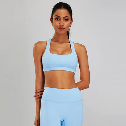 Conjunto de sujetador deportivo y leggings de yoga de cintura alta para exteriores - Pantalones cortos de gimnasio de control de abdomen para mujer, ropa de entrenamiento, fitness, correr