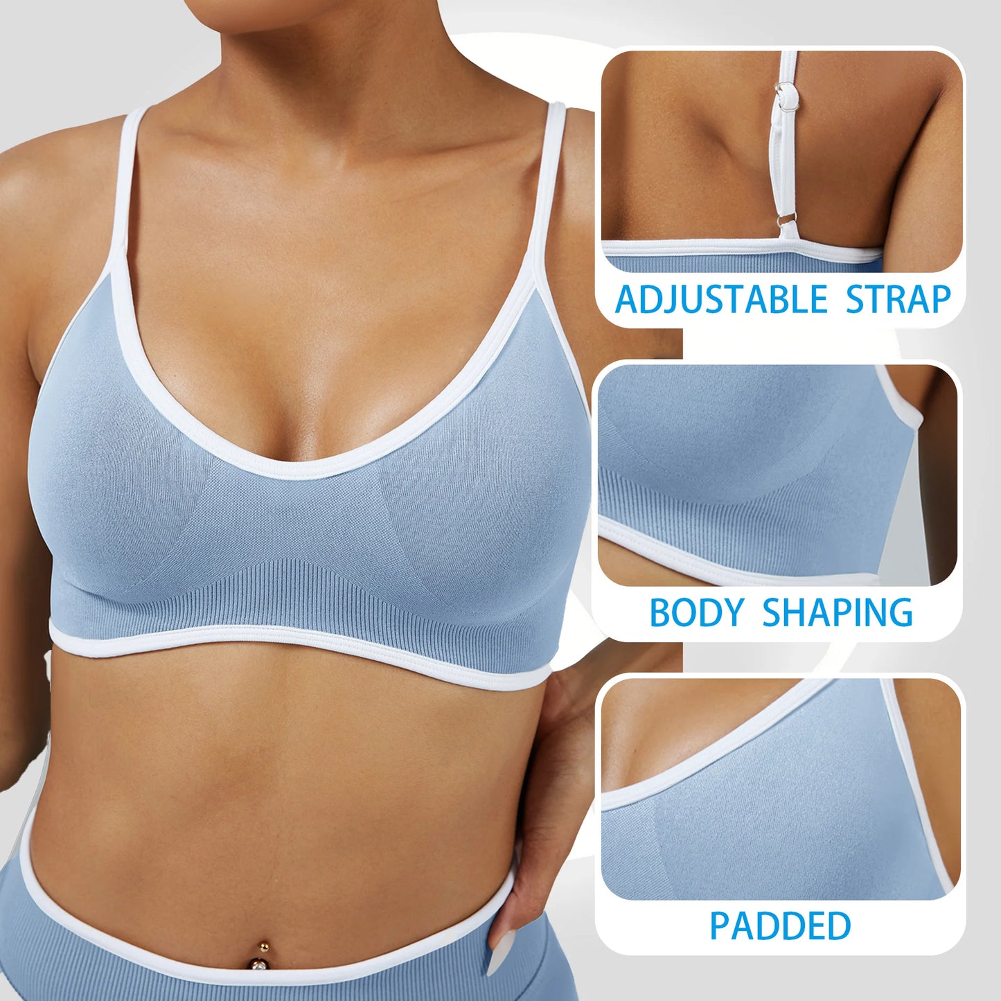 Women Adjustable Strap Beauty Back Sports Bra Shockproof Tight Vest Bra for Yoga Running Workout Outdoor Wear