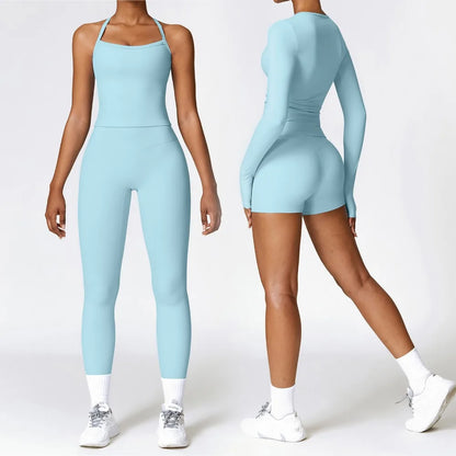 Women's Tight Yoga Tracksuit Workout Activewear 2 Piece Set for Winter Outdoor Running Athletic Sports Suit for Women