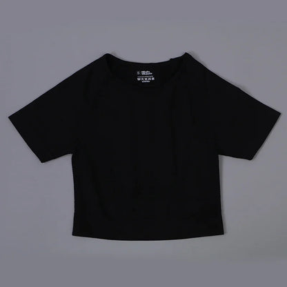 Camiseta de Yoga Sin Costuras con Diseño de Puntos para Mujer, Top Corto, Camiseta Transpirable de Secado Rápido para Entrenar, Tops de Yoga, Gimnasio, Fitness, Manga Corta, Gran Venta