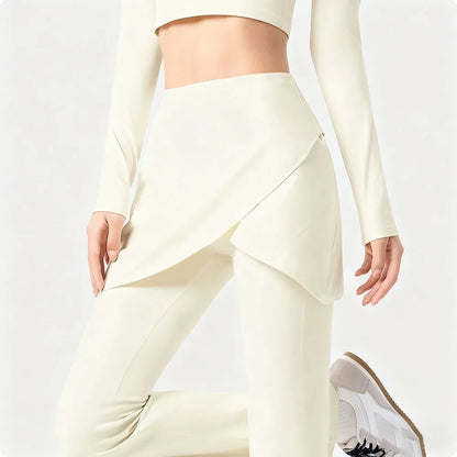Yoga Pants for Women with High Waist Anti-exposure Fake Two-piece Hip Lifting Exercise Pants for Belly-tight Wide-leg Leggings