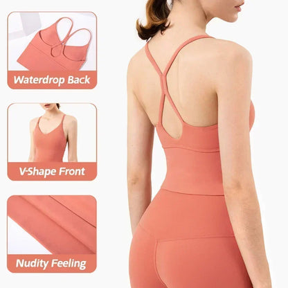 Conjunto de dos piezas de sujetador deportivo y leggings con sensación de desnudez para mujer - Atuendos deportivos de cintura alta para fitness femenino, conjuntos deportivos de ropa activa