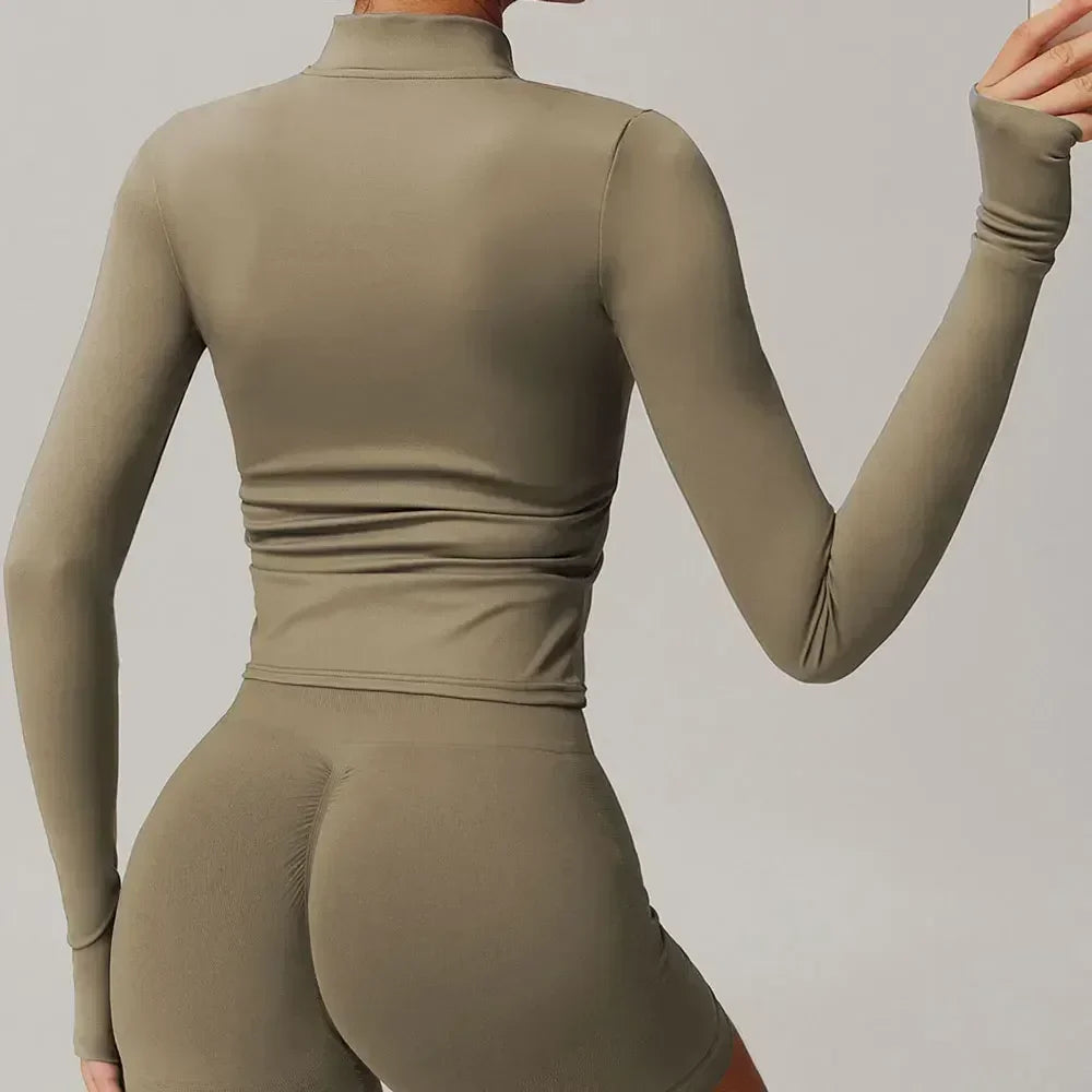 Chaqueta de gimnasio con bolsillos con cremallera, ropa deportiva duradera, ligera para mujer, chaqueta de running transpirable, abrigo de gimnasio para entrenamiento