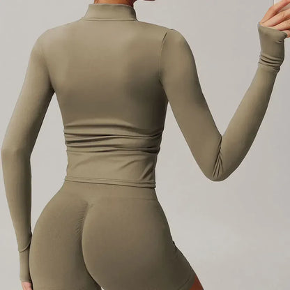 Chaqueta de gimnasio con bolsillos con cremallera, ropa deportiva duradera, ligera para mujer, chaqueta de running transpirable, abrigo de gimnasio para entrenamiento