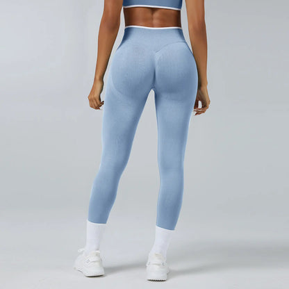 Pantalones ceñidos de punto sin costuras de talle alto con realce de cadera, leggings elásticos para yoga, correr, gimnasio al aire libre, mallas de ejercicio