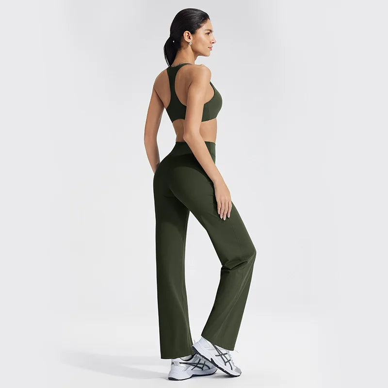 Conjunto de ropa de yoga para mujer - Ropa deportiva para gimnasio, correr, descansar y entrenar, traje elástico de fitness, conjunto atlético de dos piezas