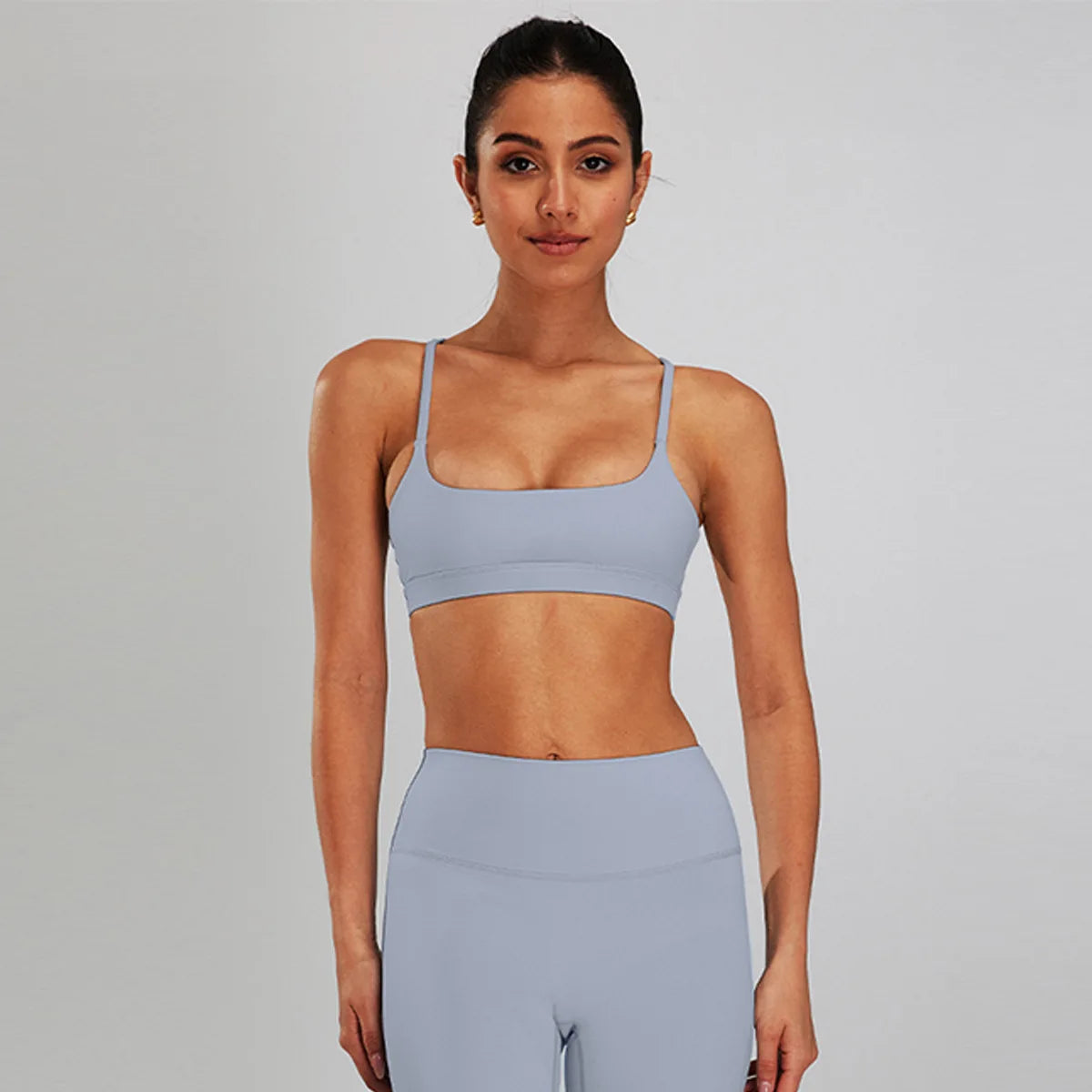 Conjunto de sujetador deportivo y leggings de yoga de cintura alta para exteriores - Pantalones cortos de gimnasio de control de abdomen para mujer, ropa de entrenamiento, fitness, correr