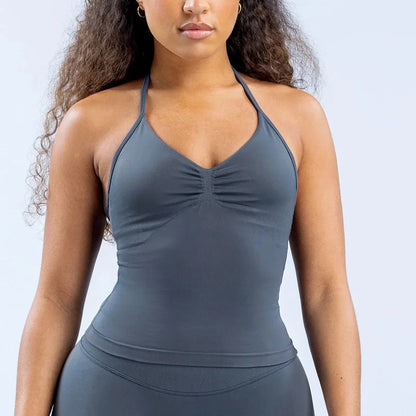 Camiseta sin mangas deportiva para mujer sin costuras con almohadillas extraíbles, chaleco de alta elasticidad, mate y ajustado para correr, hacer ejercicio, yoga y uso activo