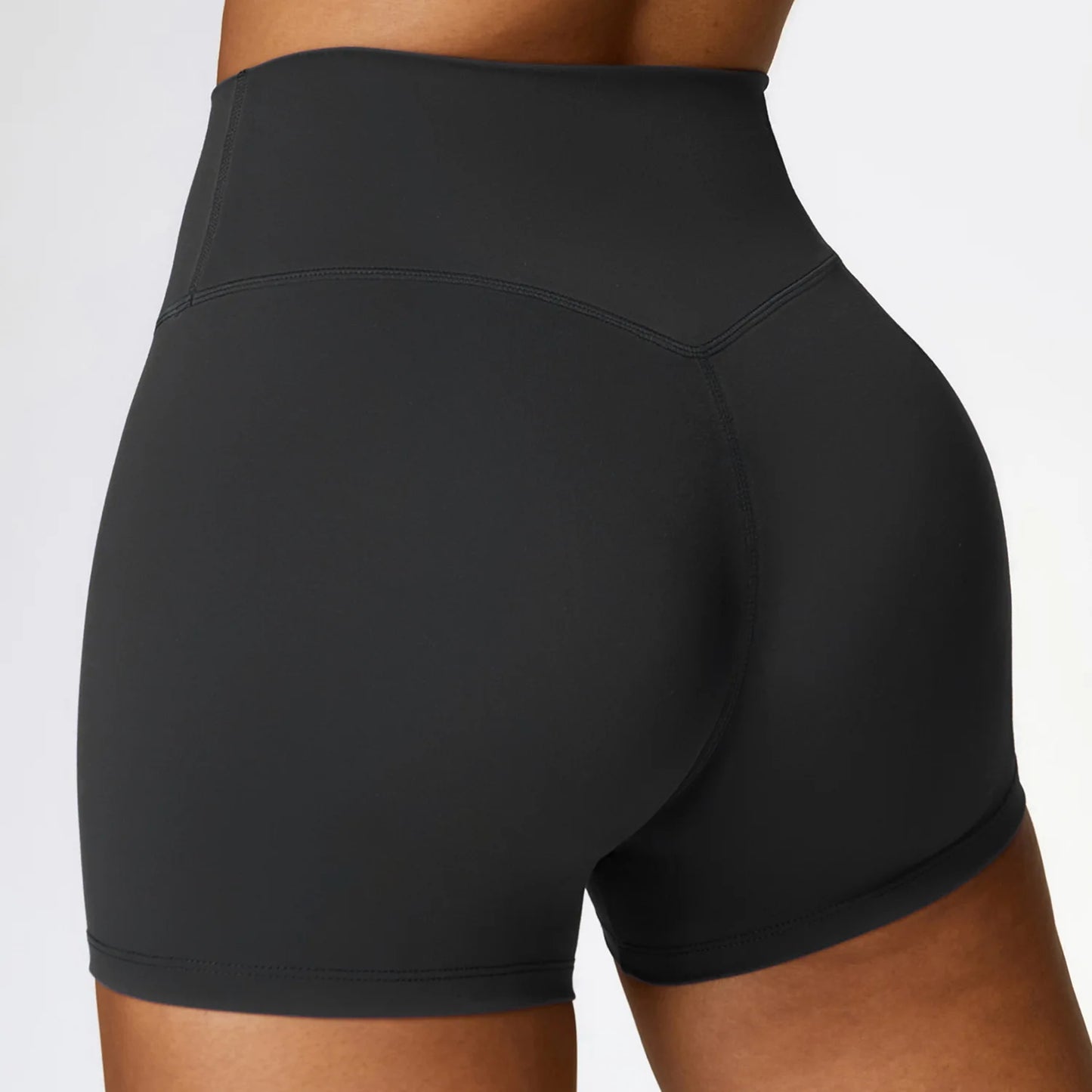 Pantalones cortos de yoga ajustados de cintura alta forrados de polar para mujer – Pantalones cortos deportivos de fitness para correr con control de abdomen y levantamiento de glúteos para mujer