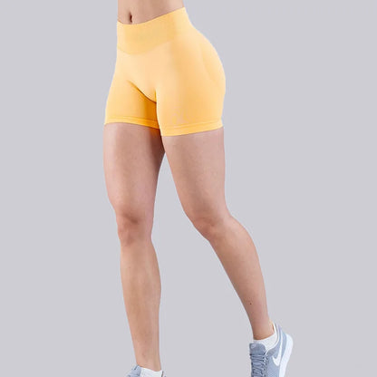 Pantalones cortos de yoga sin costuras de cintura alta para mujer, levantamiento de cadera, transpirables, elásticos, deportivos para correr al aire libre, fitness, entrenamiento diario
