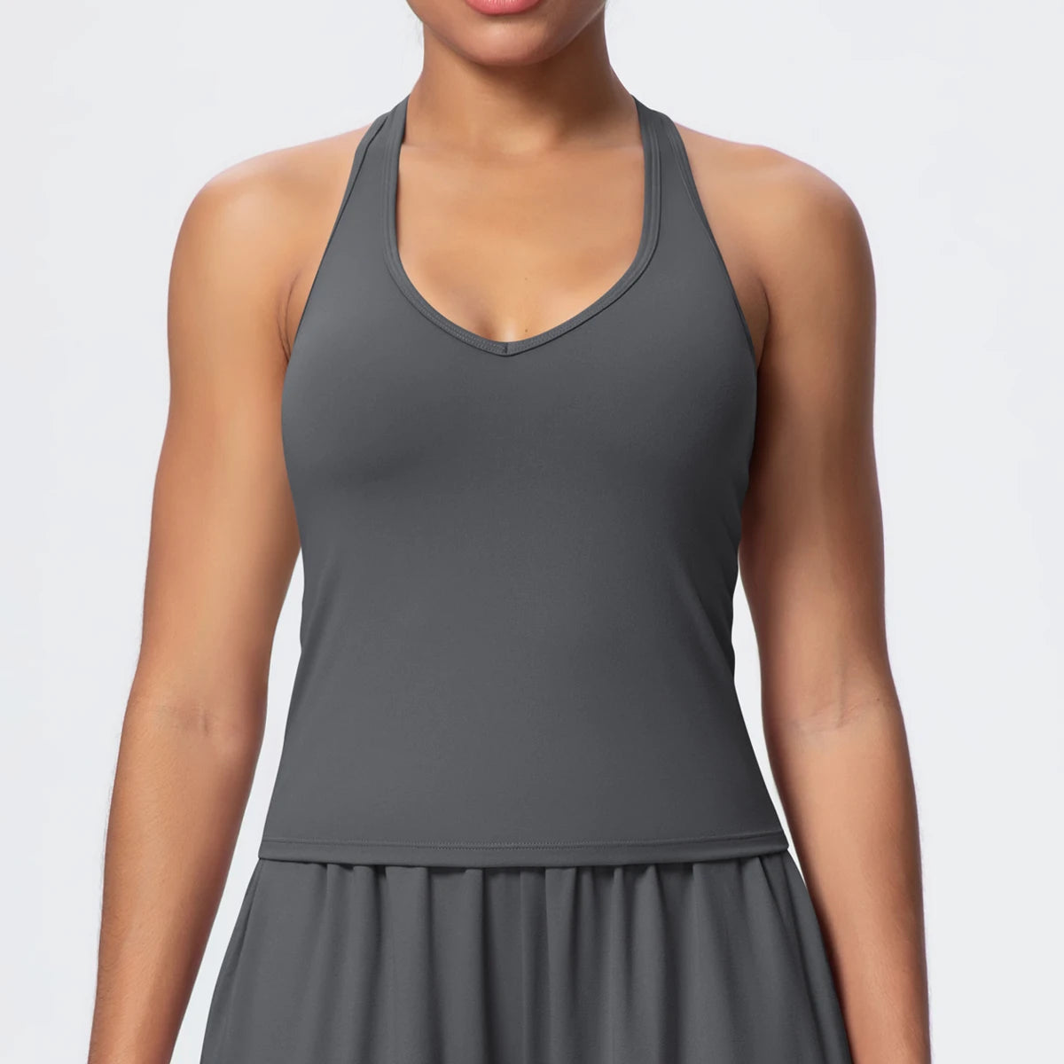 Women's Yoga Vest - Solid Color Slim-Fit Sports Top with Thin Shoulder Straps, Gym, Running, Pilates & Workout Athletic Tank Top