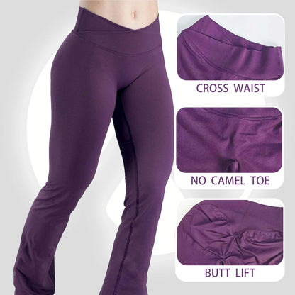 High Waist Seamless Yoga Flare Pants Butt Lifting Tight Fit Stretch Workout Running Gym Leggings for Women Athletic Casual Wear
