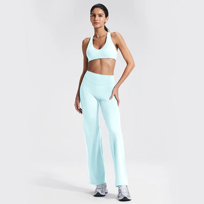 Conjunto de ropa de yoga para mujer - Ropa deportiva para gimnasio, correr, descansar y entrenar, traje elástico de fitness, conjunto atlético de dos piezas